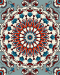 Bold Red Blue Floral Mandala Design Rug