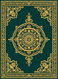 Elegant Teal Gold Medallion Design Rug