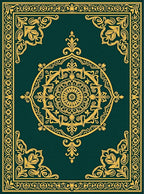 Elegant Teal Gold Medallion Design Rug