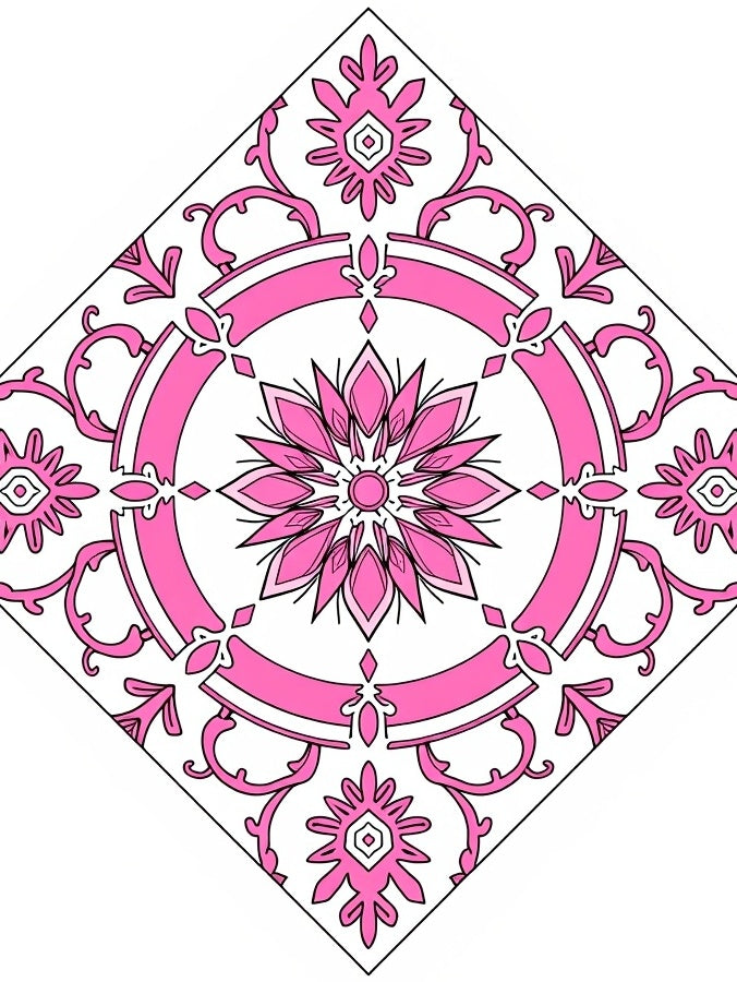 Pink White Floral Mandala Design Rug