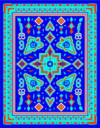 Vibrant Blue Geometric Floral Pattern Rug