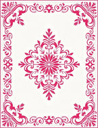 Elegant Magenta Floral Medallion Corner Rug