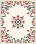 Floral Medallion Symmetry Coral Teal Rug