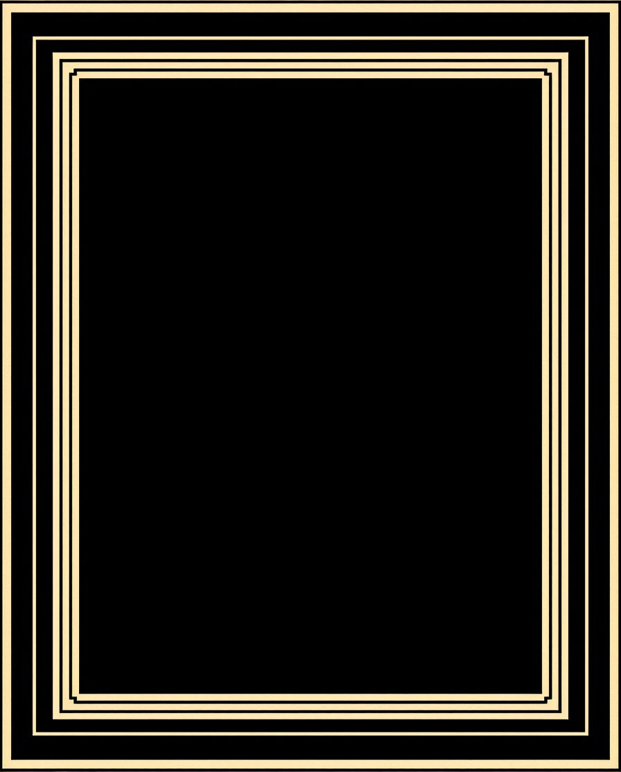 Banded Black Geometric Frame Rug