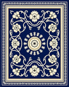 Elegant Floral Vine Cream Navy Rug
