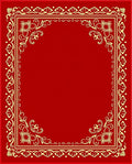 Red Gold Ornate Floral Border Rug