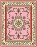 Elegant Pink Floral Scrollwork Design Rug