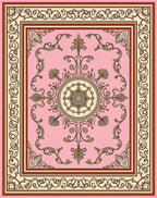 Elegant Pink Floral Scrollwork Design Rug
