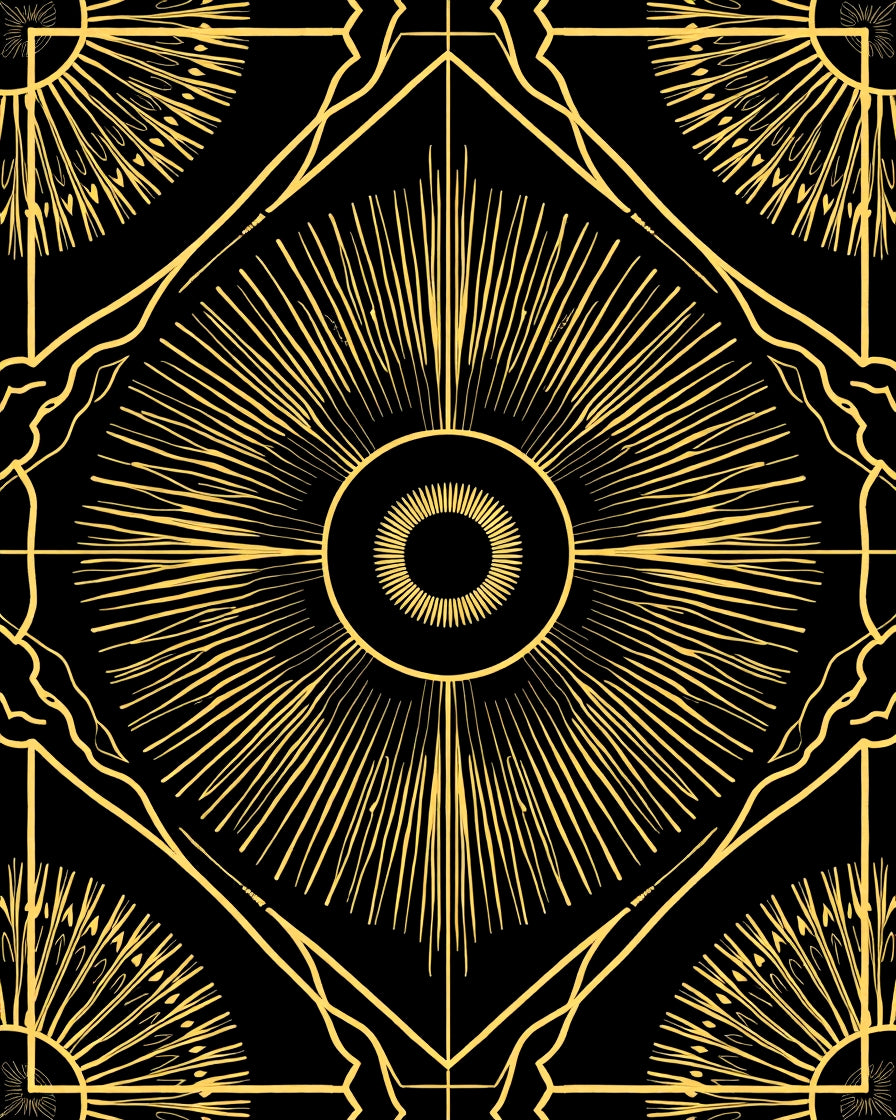 Art Deco Sunburst Geometric Pattern Rug