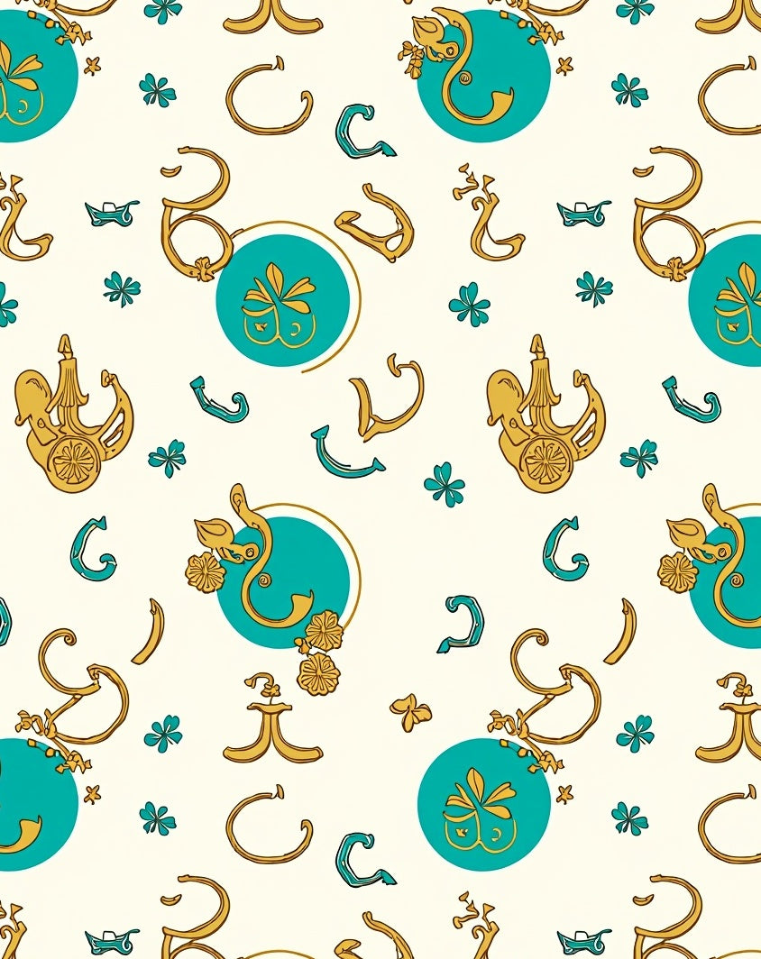 Curious Carriage Turquoise Pattern Rug