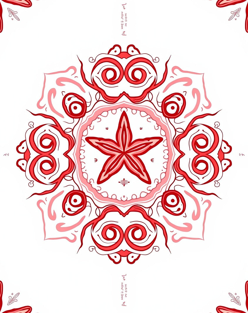 Red Starburst Mandala Pattern Rug