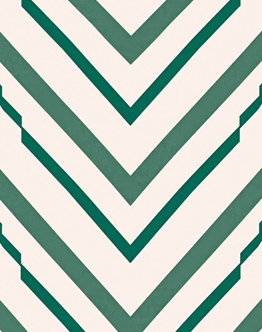 Emerald Chevron Patterned Geometric Design Rug