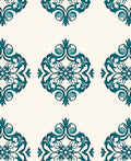 Regal Teal Scrollwork Damask Rug