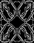 Black White Abstract Floral Pattern Rug