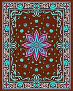 Bold Floral Medallion With Geometric Border Rug