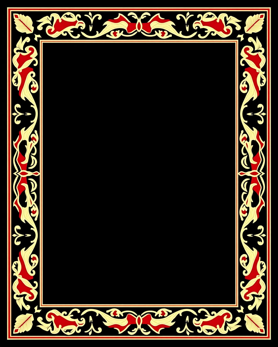 Regal Red Gold Foliage Border Rug