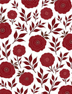 Red Floral Leafy Classic Pattern Rug