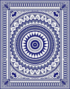 Intricate Blue Floral Mandala Design Rug