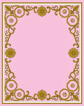 Ornate Floral Scrollwork Pink Gold Rug