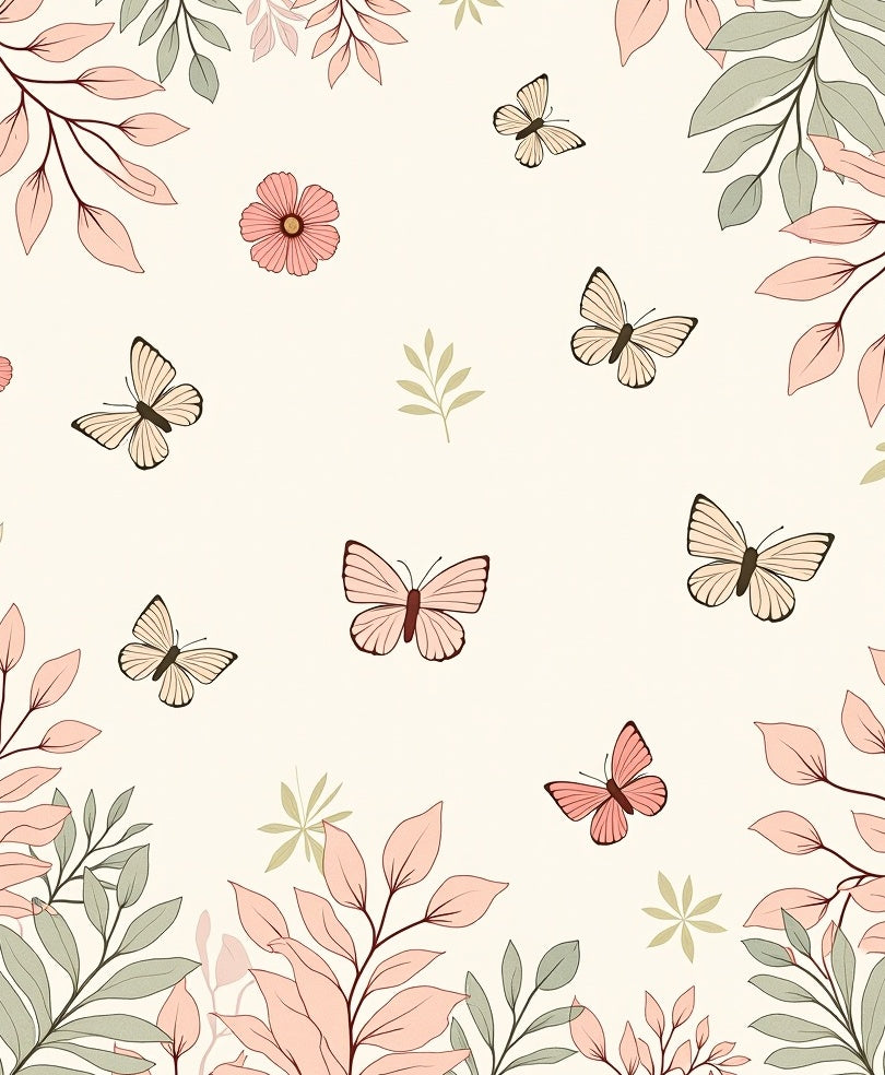 Delicate Butterflies And Floral Sprigs Rug