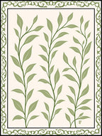 Elegant Green Leaf Vine Pattern Rug