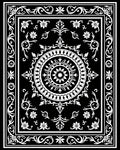 Black White Ornate Floral Medallion Rug