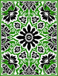 Green Black Floral Medallion Pattern Rug
