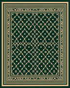 Elegant Cream Green Geometric Pattern Rug