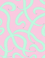 Pastel Pink Teal Swirl Pattern Rug