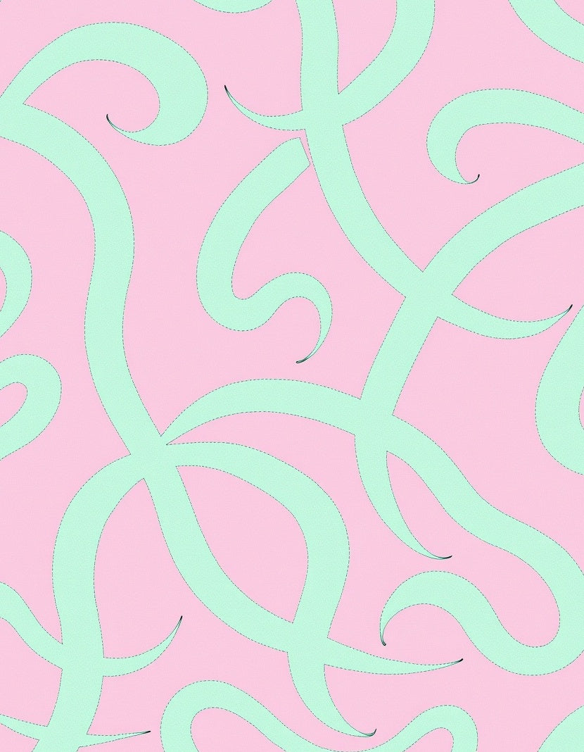 Pastel Pink Teal Swirl Pattern Rug