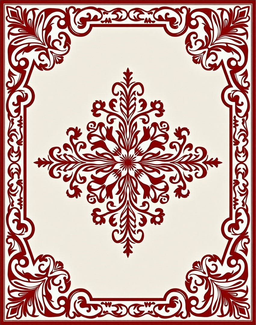 Classic Damask Floral Scroll Rug