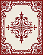 Classic Damask Floral Scroll Rug