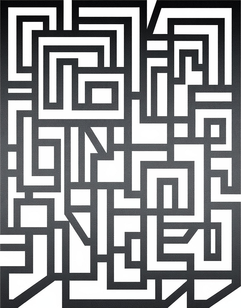 Monochromatic Abstract Geometric Tangle Pattern Rug