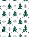 Forest Green Christmas Trees Snowflakes Rug