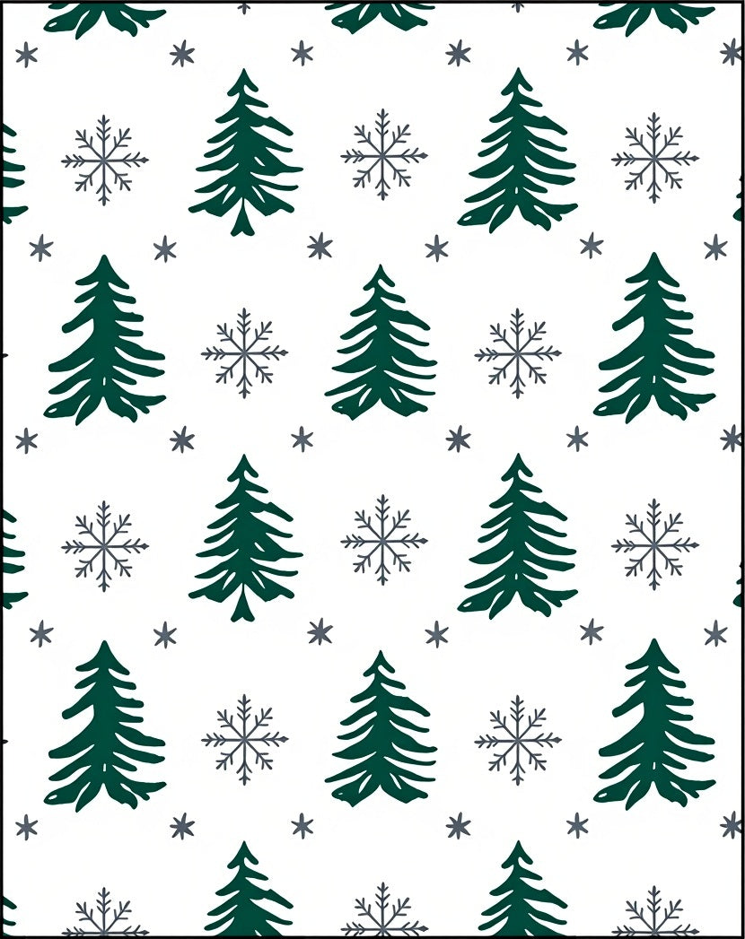 Forest Green Christmas Trees Snowflakes Rug