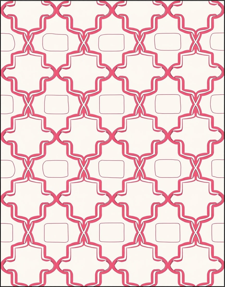 Pink Quatrefoil Pattern Accent Rug