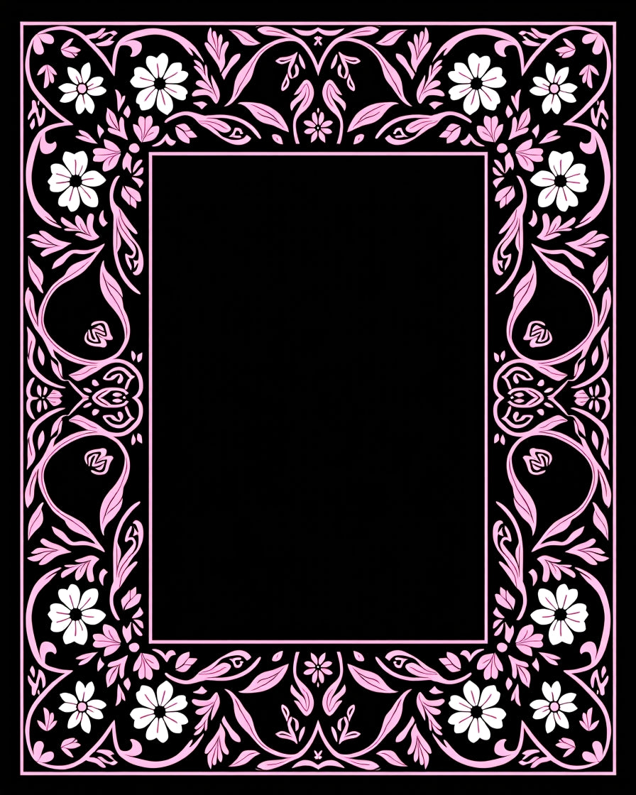 Floral Vines Border Design Rug