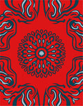 Bold Red Teal Swirl Mandala Rug