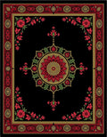 Rich Red Floral Medallion Border Rug