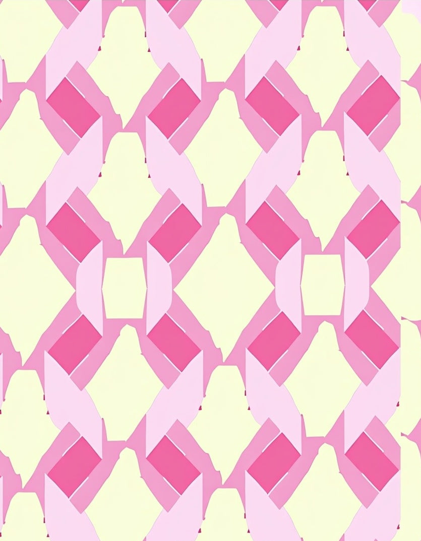 Pink Yellow Diamond Pattern Rug