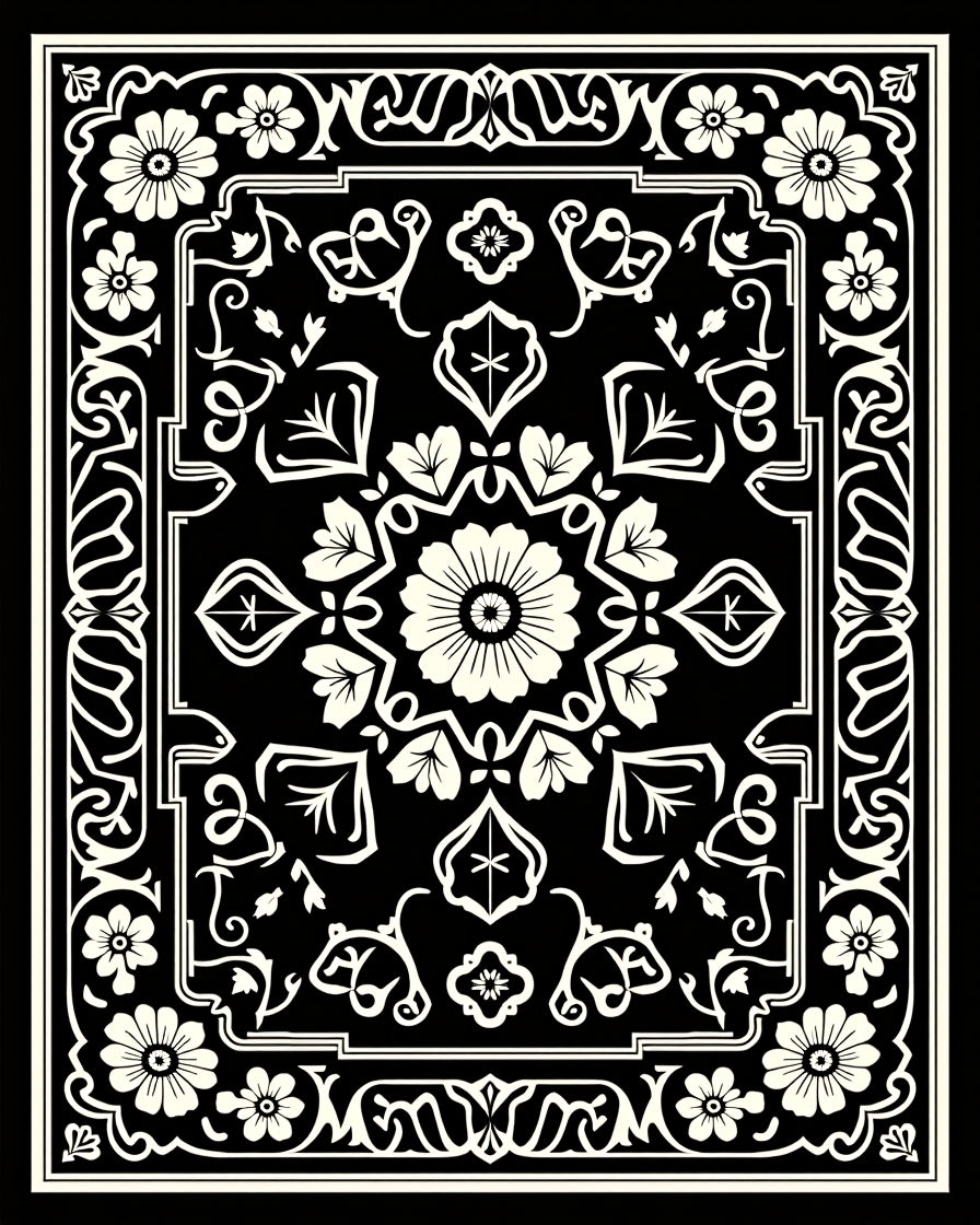 Floral and Leaf Intricate Pattern Rug