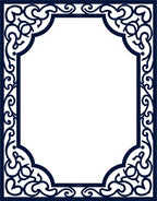 Elegant Ornate Dark Blue Scrollwork Rug