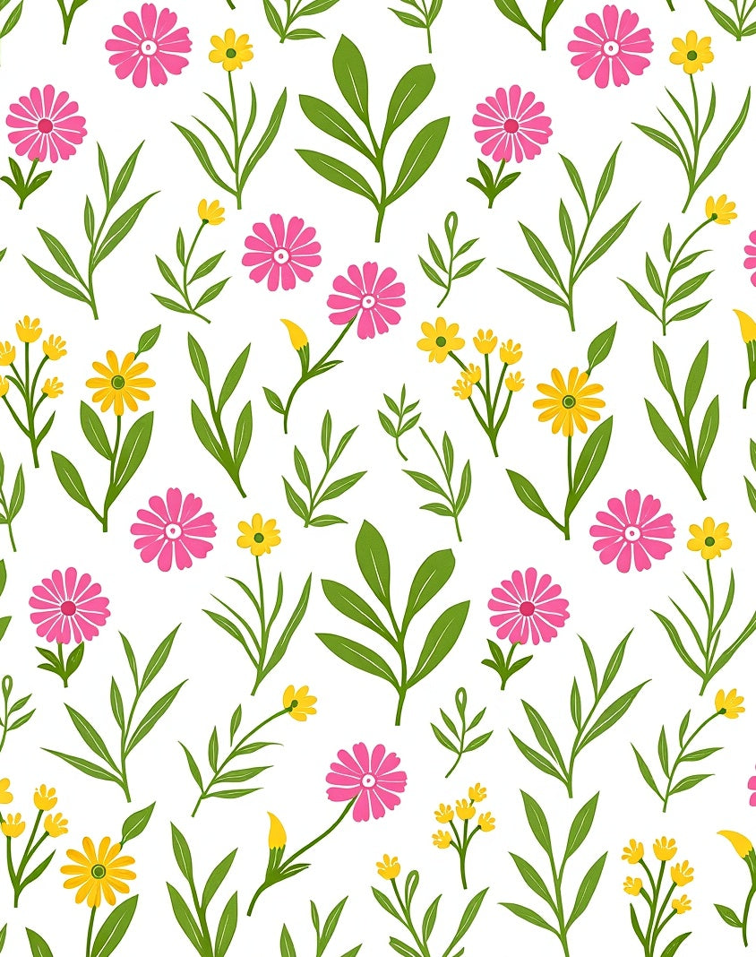 Pink Yellow Floral Spring Pattern Rug