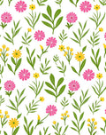 Pink Yellow Floral Spring Pattern Rug