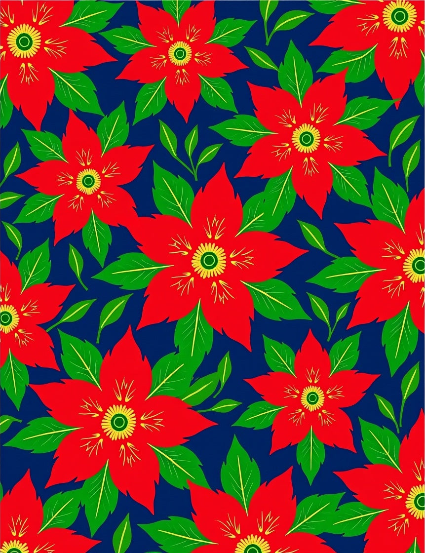 Bold Crimson Blossom Foliage Rug
