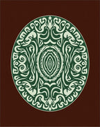 Elaborate Circular Green Ivory Medallion Rug