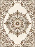 Intricate Floral Medallion Border Design Rug
