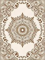 Intricate Floral Medallion Border Design Rug
