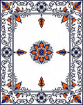 Ornate Floral And Leaf Border Rug