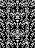 Black White Ornate Floral Scroll Rug